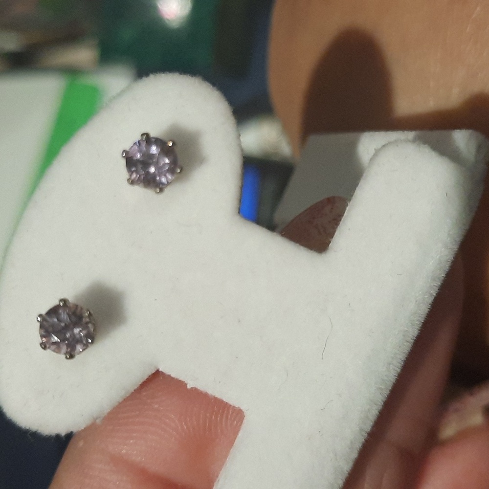 Petite Genuine Amethyst February Earrings Solid Sterling Silver Round Studs
